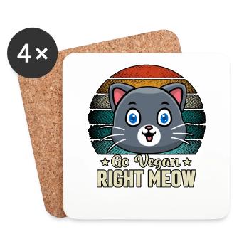 Go vegan right meow - Untersetzer (4er-Set) - Weiß - Vorne