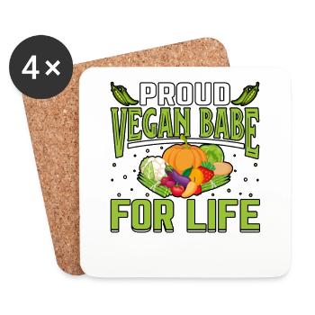 Proud vegan babe for life - Coasters (set of 4) - white - Front