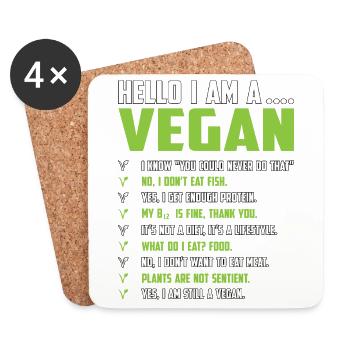Hello I am a Vegan - Untersetzer (4er-Set) - Weiß - Vorne