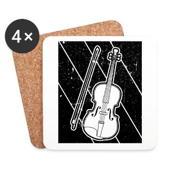 Violon Violoniste Violoniste - Dessous de verre (lot de 4) - blanc - Devant