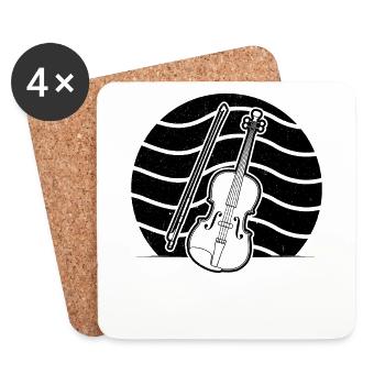 Violon Violoniste Violoniste - Dessous de verre (lot de 4) - blanc - Devant