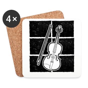 Violon Violoniste Violoniste - Dessous de verre (lot de 4) - blanc - Devant