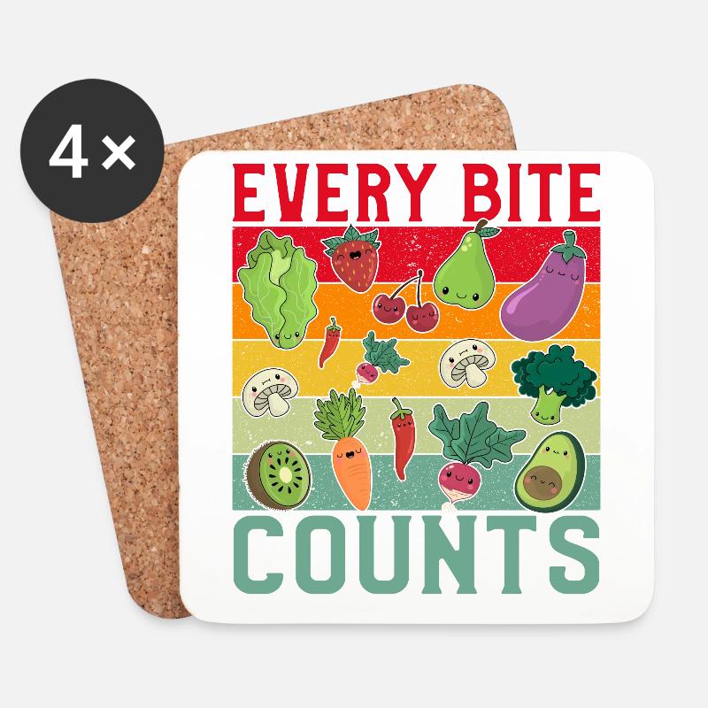Every Bite Counts Vegan - Untersetzer (4er-Set) - Weiß