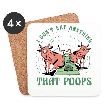 I don't eat anything that poops Vegan - Coasters (set of 4) - white - Front