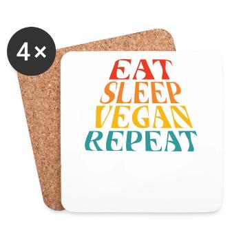 Eat Sleep Vegan Repeat - Coasters (set of 4) - white - Front