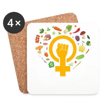 Feminist Vegan - Coasters (set of 4) - white - Front
