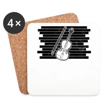 Violon Violoniste Violoniste - Dessous de verre (lot de 4) - blanc - Devant