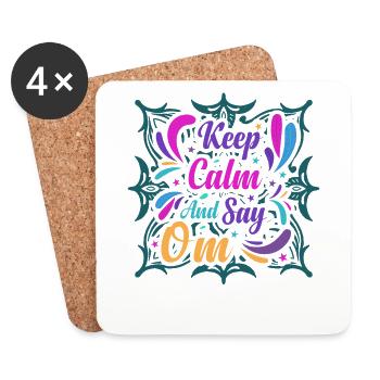 Restez calme et dites OM Yoga - Dessous de verre (lot de 4) - blanc - Devant