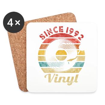Depuis 1992 Vinyle Rétro Vintage Musique - Dessous de verre (lot de 4) - blanc - Devant