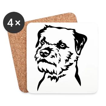 Tête de Border Terrier - Dessous de verre (lot de 4) - blanc - Devant