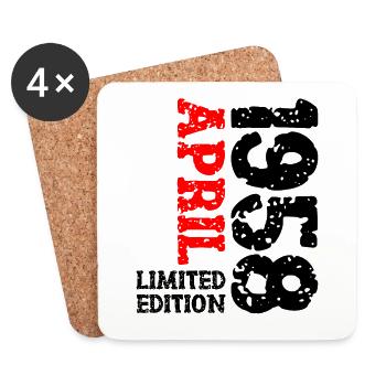 1958 avril édition limitée cadeau d’anniversaire - Dessous de verre (lot de 4) - blanc - Devant