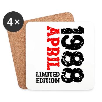 1988 avril édition limitée cadeau d’anniversaire - Dessous de verre (lot de 4) - blanc - Devant