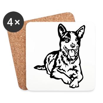 Bouvier australien - Dessous de verre (lot de 4) - blanc - Devant