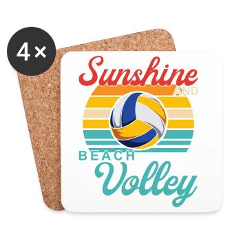 Design Plage Volleyball - Dessous de verre (lot de 4) - blanc - Devant