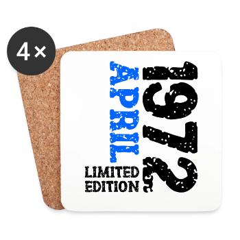 1972 avril édition limitée cadeau d’anniversaire - Dessous de verre (lot de 4) - blanc - Devant