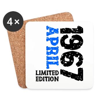1967 avril édition limitée cadeau d’anniversaire - Dessous de verre (lot de 4) - blanc - Devant