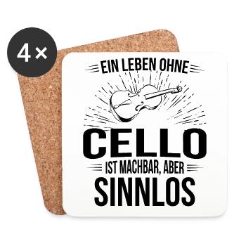 Cello Cellospieler Cellist - Untersetzer (4er-Set) - Weiß - Vorne