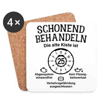 25. Geburtstag Schonend Behandeln Alte Kiste 25 - Untersetzer (4er-Set) - Weiß - Vorne