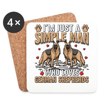 Je suis juste un homme simple qui aime les bergers allemands - Dessous de verre (lot de 4) - blanc - Devant
