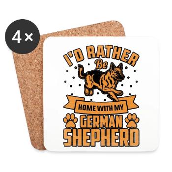 I'd rather be home with my German Shepherd - Coasters (set of 4) - white - Front