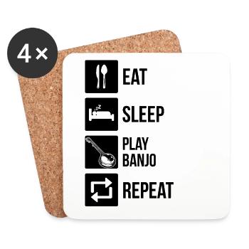 Banjo Banjo joueur Banjoïste - Dessous de verre (lot de 4) - blanc - Devant