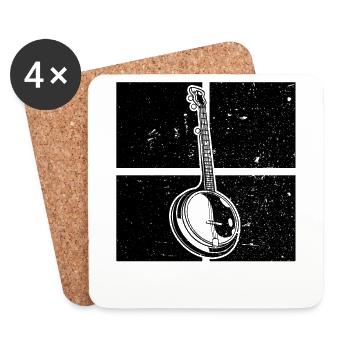 Banjo Banjo joueur Banjoïste - Dessous de verre (lot de 4) - blanc - Devant