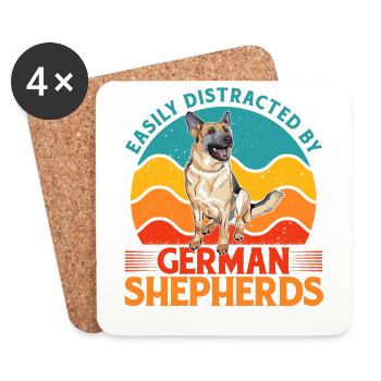 Facilement distrait par les bergers allemands - Dessous de verre (lot de 4) - blanc - Devant