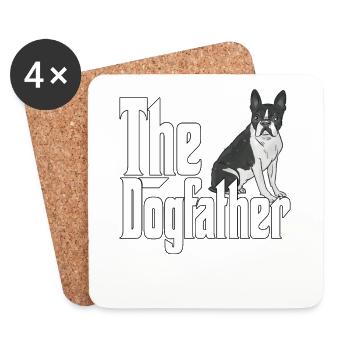 Boston Terrier Dog Dad Dogfather Dogs Daddy Father - Dessous de verre (lot de 4) - blanc - Devant