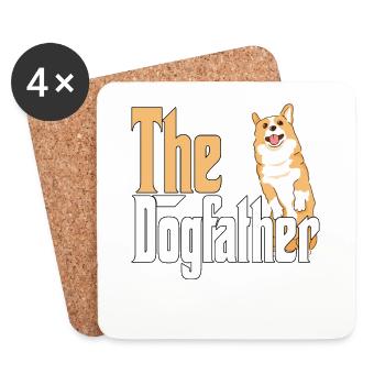 Corgi Chien Papa Chien Père Chiens Papa Père Rottie - Dessous de verre (lot de 4) - blanc - Devant