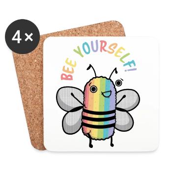 Restez à vous! Abeille * - Dessous de verre (lot de 4) - blanc - Devant