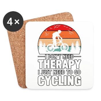 Ich brauche keine Therapie, ich muss nur Fahrrad fahren - Untersetzer (4er-Set) - Weiß - Vorne