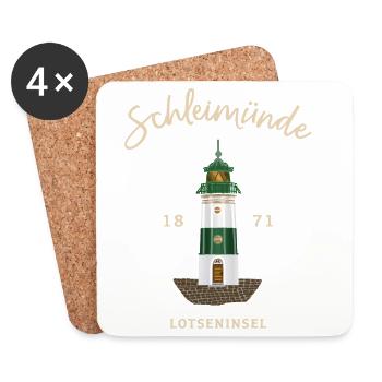Leuchtturm Schleimünde, Lotseninsel Ostsee - Untersetzer (4er-Set) - Weiß - Vorne