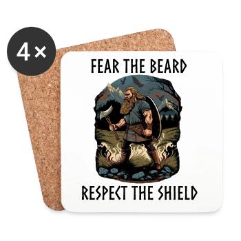 Viking with axe and shield - Untersetzer (4er-Set) - Weiß - Vorne
