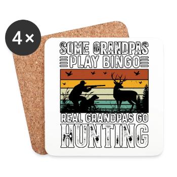 Certains grands-pères jouent au bingo De vrais grands-pères vont à la chasse - Dessous de verre (lot de 4) - blanc - Devant