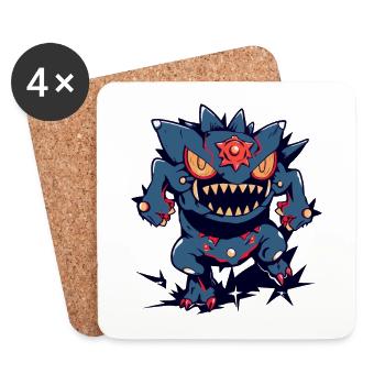 Monster Crash - Cool Blue Monster - Coasters (set of 4) - white - Front