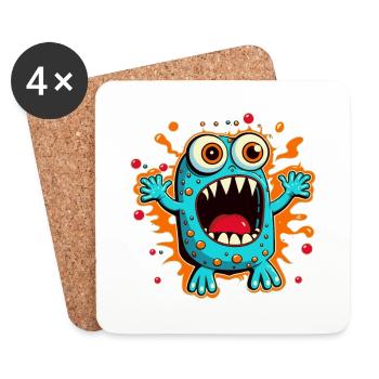 Monster Crash - Cool Blue Monster - Coasters (set of 4) - white - Front
