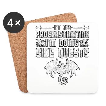 Ich procastiniere nicht, ich mache Side Rpg Gamer - Untersetzer (4er-Set) - Weiß - Vorne