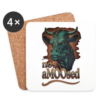Not Amused - The Grumpy Cowboy Cow - Coasters (set of 4) - white - Front