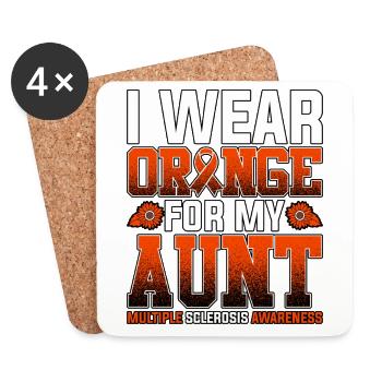 Ich trage Orange für meine Tante Multiple Sklerose - Untersetzer (4er-Set) - Weiß - Vorne
