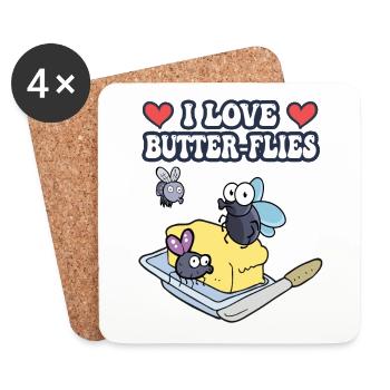 I Love Butterflies - Coasters (set of 4) - white - Front