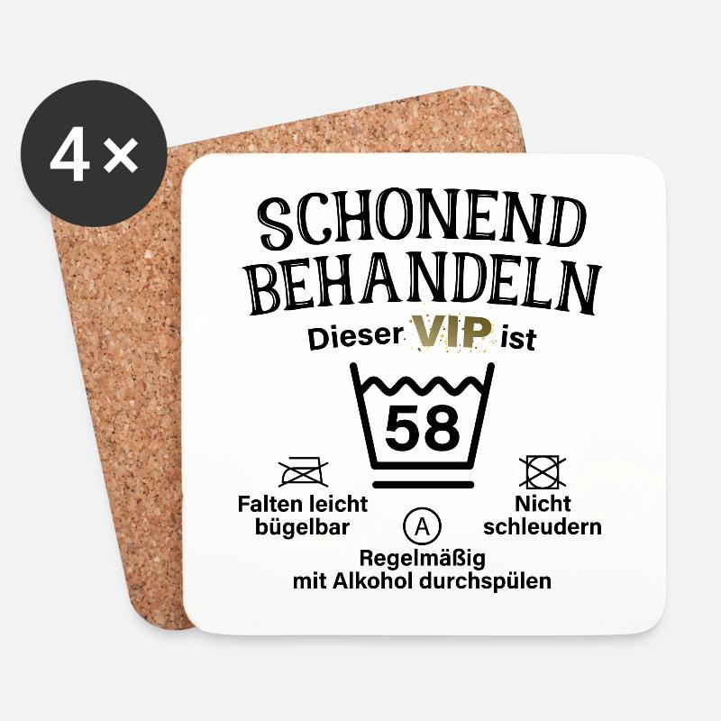 58. Geburtstag Schonend Behandeln 58 VIP ist 58 - Untersetzer (4er-Set) - Weiß