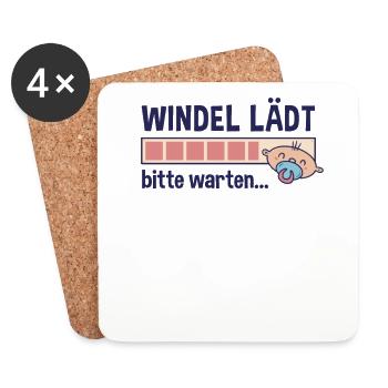 Windel lädt bitte warten Baby Spruch Ladebalken - Untersetzer (4er-Set) - Weiß - Vorne