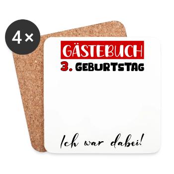 Gästebuch 3 Jahre Geburtstag Deko Bitte Eintragen - Untersetzer (4er-Set) - Weiß - Vorne