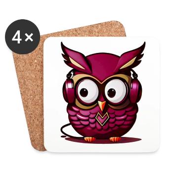 Owl Dark Purple Headphones - Coasters (set of 4) - white - Front