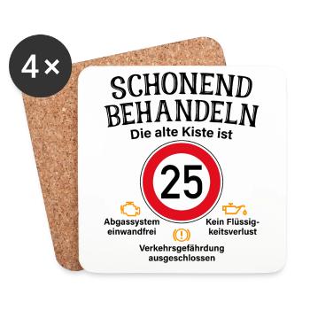 25. Geburtstag Schonend Behandeln Alte Kiste 25 - Untersetzer (4er-Set) - Weiß - Vorne