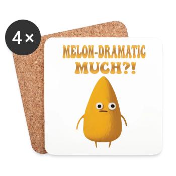 Melon-Dramatic Much - Melodramatic Honeydew Melon - Coasters (set of 4) - white - Front