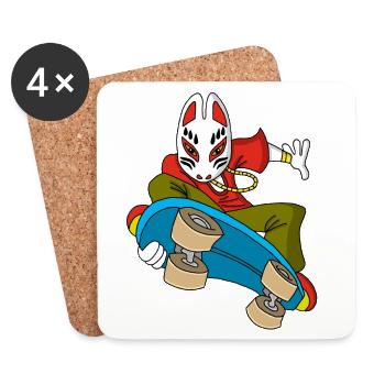 Fox Kitsune Skateboarding - Untersetzer (4er-Set) - Weiß - Vorne