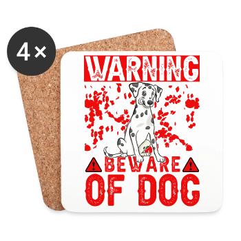 Warning beware of Dog Dalmatiner - Coasters (set of 4) - white - Front