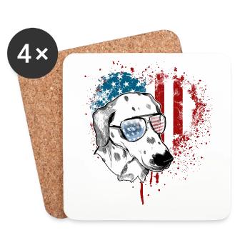 Dalmatiens États-Unis - Dessous de verre (lot de 4) - blanc - Devant