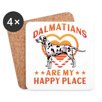 Dalmatians are my Happy place - Untersetzer (4er-Set) - Weiß - Vorne